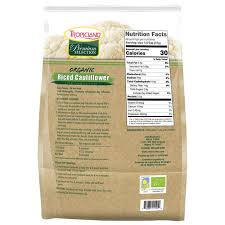 If you're following a recipe that calls for ounces, there are about 4 ounces (by weight) of riced cauliflower in one cup. Tropicland Organic Riced Cauliflower 5 Lb Bag Instacart