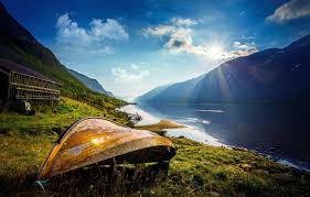 Kommunen ligg omkring det nedre dalføret av ottaelva, mellom kommunane sel og lom. Wallpaper The Sun Mountains Lake Dawn Boat Norway Norway Vaga Kommune County Of Oppland Norway Images For Desktop Section Pejzazhi Download