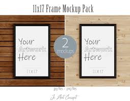 11x17 Black Frame Mokcup Pack Of Two On Wood Wall Background Perfect To Showcase Your Art Print Mockup Photo Frame Mockup In 2020 Frame Mockups Poster Mockup Frame