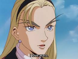 高达W]  我为这部剧的作者们的克制鼓掌——我可受不了等到我写到一半的时候才揭示女主角的“邪恶”版本——一个热爱战争的妹子，而不是热爱和平的妹子。而且，她显然是《地狱之歌》里“少校”的后代，说出这种话: