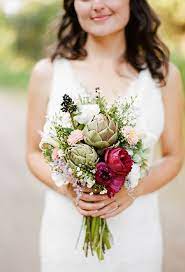 Wedding bouquets with artichoke fall. Rustic Country Garden Style Wedding Flowers Chwv