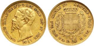 Despre lira de aur pe 9am. 20 Lira 1851 Kingdom Of Italy 1861 1946 Gold Victor Emmanuel Ii Of Italy 1820 1878 Prices Values