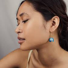 Chandelier Earrings Owen Glass Earrings Bluebell Flower Earrings: Enamel  Brass Petals, Glass Beads