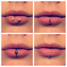 Lip Labret Piercing Four Ways With Lip Bar Lip Ball Closure Ring And Twisted Barbell Piercingslip Lip Piercing Jewelry Labret Piercing Lip Piercing
