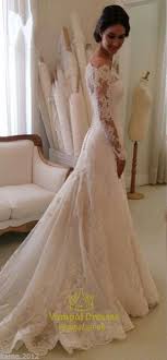 White Lace Off The Shoulder Sheer Long Sleeve Wedding Dress With Train Bridal Dresses Elegant Bridal Dress Wedding Dresses