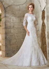 Morilee Bridal Allover Alencon Lace Dress With Delicate Crystal Beading And Scalloped H Wedding Dresses Wedding Gowns With Sleeves Wedding Gowns Lace