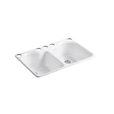 Kohler bakersfield undermount cast iron 31 in. K 5818 5u 96 0 Kohler Hartland 33 L X 22 W X 9 5 8 Under Mount Double Equal Kitchen Sink With 5 Faucet Holes Reviews Wayfair