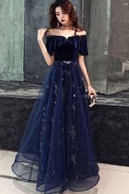 Dark Blue Tulle Lace Long Prom Dress Blue Evening Dress From Of Girl Blue Evening Dresses Beaded Prom Dress Prom Dresses Blue