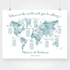 World Map Seating Chart Travel Theme Destination Wedding