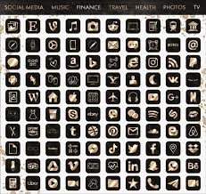 App Icons Ios 14 Iphone Ios14 Aesthetic Covers 100 Black Gold Icons Bonus Widget Photos Customize Phone Homescreen App Icon Design App Icon Ios Icon