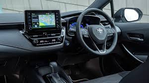 Width measurements are indicated without the side mirrors. Toyota Corolla Hybrid Interior Dashboard Comfort Drivingelectric