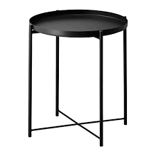 Ikea Gladom Tray Table Black You Can Use The Removable Tray For Serving The Tray S Edges Make It Easy To Ca Tray Table Metal End Tables Metal Side Table