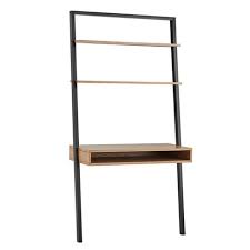 Designed to lean right against your wall, this bookshelf makes it easy to add storage space in the living room, bedroom or home office. Portay 38 Leaning Desk And Ladder Shelves Two Tone Black Oak Brown Inspire Q Target