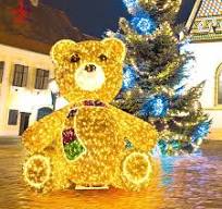 Outdoor Indoor Christmas Decorations 3D Gold Teddy Bear Motif Lights for  Shopping Mall Theme Park Decorations