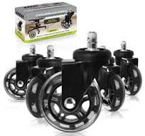 Set of 5 – 3” (75mm) Office Chair Rollerblade Wheels, Black ...