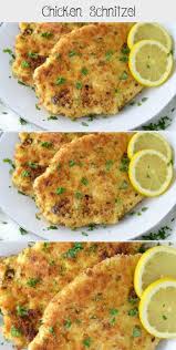 Chicken Schnitzel Is A Traditional German Dish That Is Pounded Thin With A Meat Tenderizer And Is Coate In 2020 Abendessen Rezepte Hahnchenschnitzel Hahnchen Schnitzel