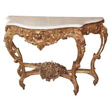 19th Century Italian Carved Wooden Console Table With Marble Top 1stdibs Com Wooden Console Table Vintage Table Console Table