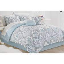 Shop wayfair for all the best blue & gray & silver comforters & sets. Queen 10 Pc Roma Paisley Comforter Set Blue Multi Burkes Outlet