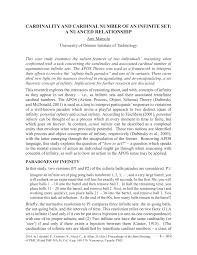 One definition of infinite set is: Pdf Cardinality And Cardinal Number Of An Infinite Set A Nuanced Relationship