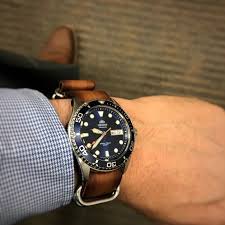 Orient Ray Ii On A Brown Leather Nato Strap Dive Watches Nato Strap Watches