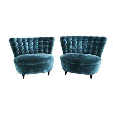 James Mont Pair Of Blue Slipper Chairs Circa 1940s Todd Merrill Slipper Chairs Blue Slippers Chair