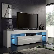 Homgrace Modern Tv Unit Cabinet Stand 130cm Wide With Led Light Fit For Up To 60 Flat Tv Screens Living Room Tv Cabinet Living Room Tv Stand Living Room Tv