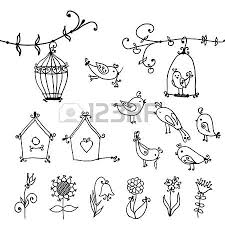Cute Bird On Branch Drawing Pin On Verjaardag
