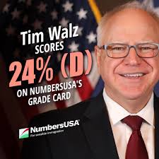 VP pick Tim Walz earned a career "D" immigration grade.