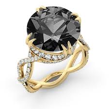 Black And White Diamond Engagement Rings 5 Carat 14k Yellow Gold Black Diamond Katherine Engagement Ring Black Diamond Halo Ring Round Diamond Engagement Rings White Diamond Rings Engagement