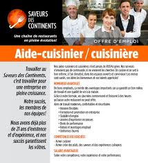 Cuisinier pour fête diplome requis : Aide Cuisinier Cuisiniere Saveurs Des Continents