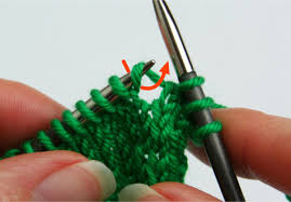 Insert the lh needle from front to back, under the bar between the stitches (thus lifting it onto the lh needle) step 2 :::: Make 1 M1 Increase