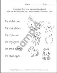 kindergarten reading comprehension worksheets itsybitsyfun com