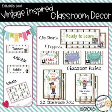 Classroom Vintage Decor Behavior Clip Chart Class Rules Jobs More