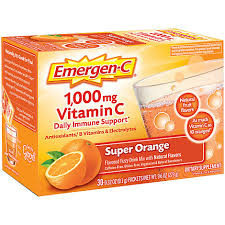 Since ascorbic acid (the chemical name for vitamin c) is water soluble, you can dissolve the exact amount of vitamin c that you need in water, a protein shake, a smoothie, or pretty much any other liquid you want. Emergen C Super Orange Dietary Supplement Fizzy Drink Mix With 1000mg Vitamin C 30 0 32 Oz Safeway
