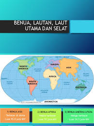 Benua ini terbagi menjadi empat kawasan, yaitu amerika selatan, amerika utara, amerika tengah dan kepulauan karibia. Benua Lautan Laut Utama Dan Selat