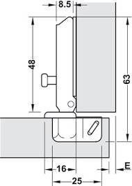 You use a 0 mm backplate for full overlay. Concealed Cup Hinge 92 Full Overlay Mounting With O 26 Mm Cup Keyhole Fixing Hafele U K Shop