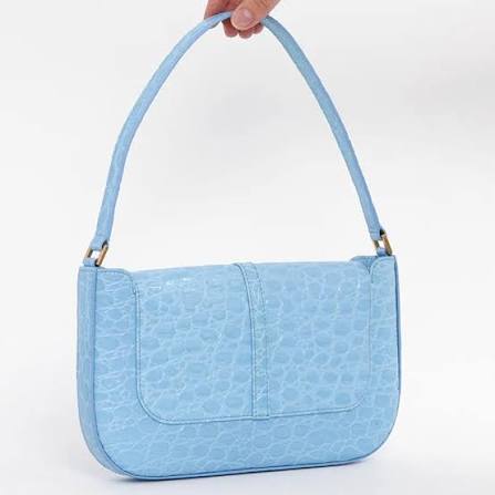Túi Xách Nữ By Far Miranda Croc Print Leather Bag Màu Xanh Blue