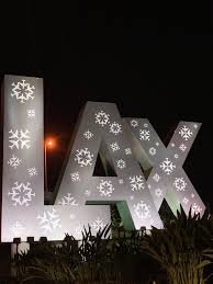 The snowflakes on the Los Angeles International Airport (LAX) sign are made  out of airplanes : rDesignPorn