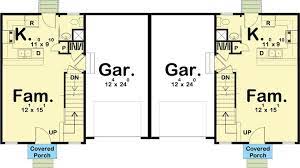 Modern Farmhouse Duplex With Extra Deep Garage 62771dj Architectural Designs House Plans Duplex Floor Plans Duplex House Plans House Plans