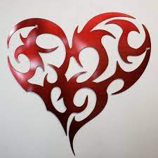 Tribal Heart Red Metal Art 3 Sizes Tribal Heart Custom Metal Art Art