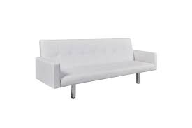 The design is such that. Sofa Bed With Armrest White Artificial Leather Kogan Com