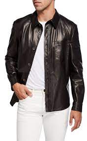 Salvatore Ferragamo Men S Lamb Leather Button Down Shirt Salvatore Ferragamo Men Salvatore Ferragamo Leather Shirt