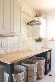 Farmhouse Laundry Room Gorgeous Farmhouse Laundry Room With Diy Folding Table Wi Laundry Room Remodel Laundry Room Inspiration Laundry Room Makeover