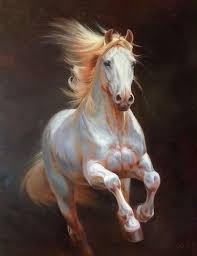Chop321 100 Hand Painted Abstract Animal White Horse Art Oil Painting On Canvas Horse Oil Painting Horse Painting Abstract Animals