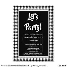 Black And White Birthday Party Invitations Modern Black White 21st Birthday Party Invitation Zazzle Com Birthday Party 21 21st Birthday Birthday Party Invitations