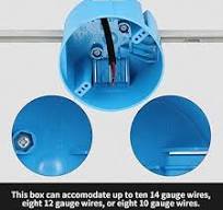 XIUTE 1 Gang PVC Round Ceiling Bar Hanger Electrical Box, 4 Inch  Diameter,20 cu. in,Round Electrical Outlet Box,Blue,ETL Approved,Under 50  lb ...