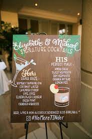 Tropical His And Hers Wedding Cocktail Sign Four Seasons Maui Anna Kim Photography Wedding Signature Drinks Wedding Drink Luau Wedding