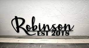 Last Name Sign With Established Year Custom Family Name Sign Etsy Family Name Signs Name Signs Custom Metal Signs