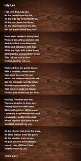 Lily Lee - Lily Lee Poem by Alice Cary