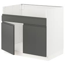 Sektion Base Cab F Havsen Double Bowl Sink White Voxtorp Dark Gray 36x24x30 Sturdy Frame Construction Thick Snap In 2020 Base Cabinets Double Bowl Sink Ikea